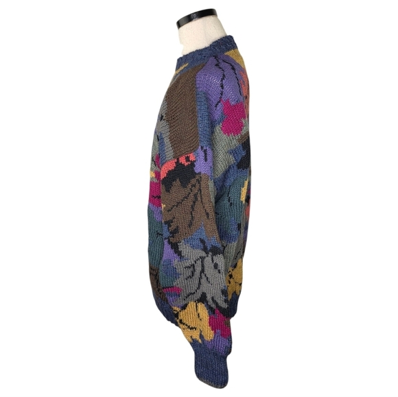 Vintage Boston Traders Wool Cozy Cabincore Sweater XL Leaf Print Coogi Style - Picture 4 of 8